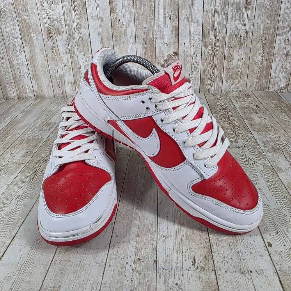 Nike Dunk Low Retro Red White Leather Sneakers Casual Shoes DD1391-600 9‎